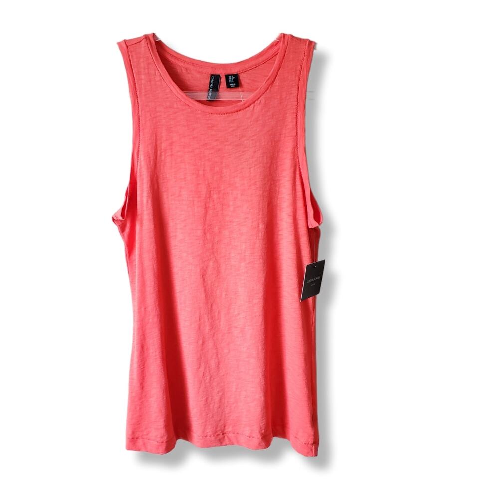 Women Cynthia Rowley Coral Pima Cotton Tank Top S Beach Casual Minimal Natural